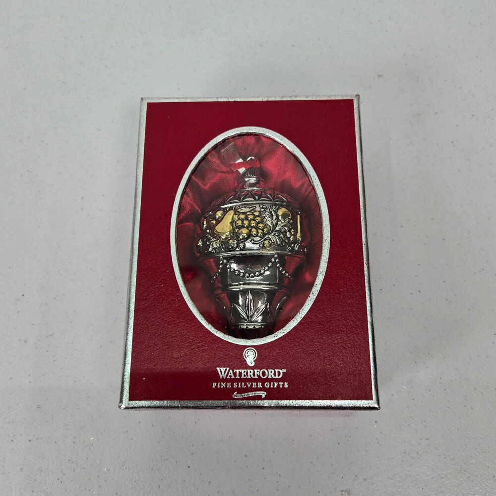 Waterford Fine Silver 4.5" Georgian Pendant Ornament Silver Gold W604‎ Box